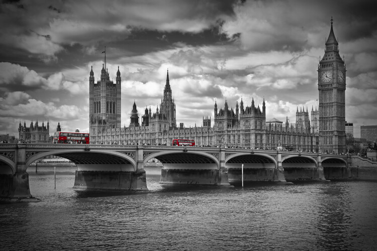 Papel de parede LONDON Westminster Bridge & Red Buses