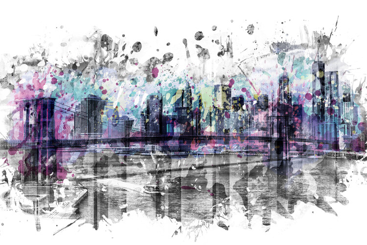 Papel de parede Modern Art NEW YORK CITY Skyline Splashes