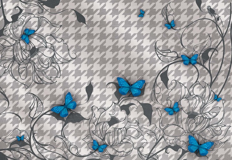Papel de parede Modern Blue Butterflies Design