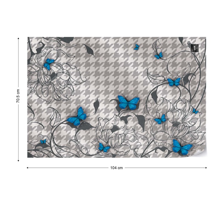 Papel de parede Modern Blue Butterflies Design