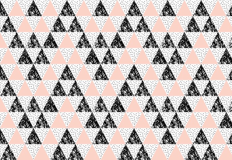 Papel de parede Modern Geometric Triangle Pattern Pink Black