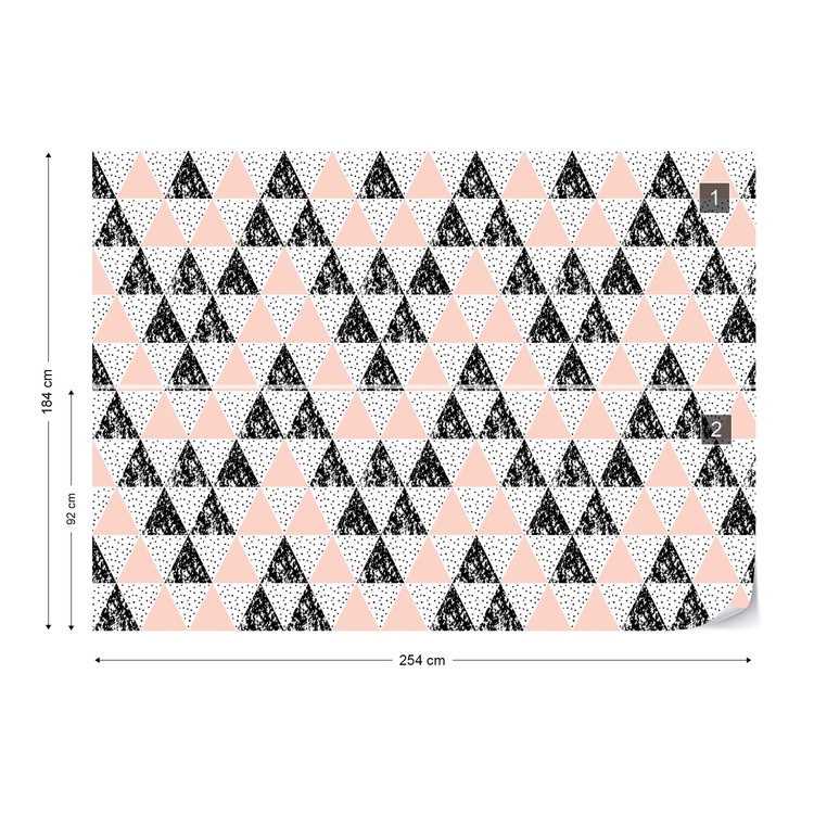 Papel de parede Modern Geometric Triangle Pattern Pink Black