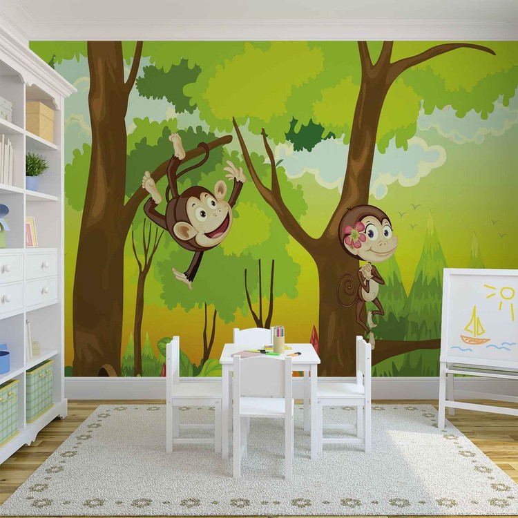 Papel de parede Monkeys Boys Bedroom