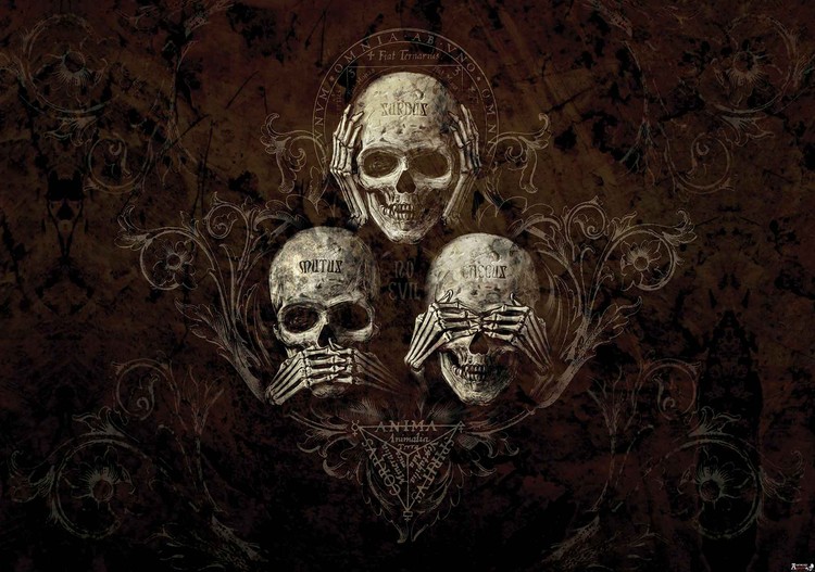 Papel de parede No Listen See Speak Skull Alchemy