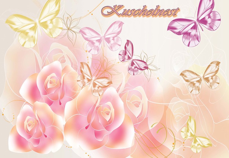 Papel de parede Roses Butterflies