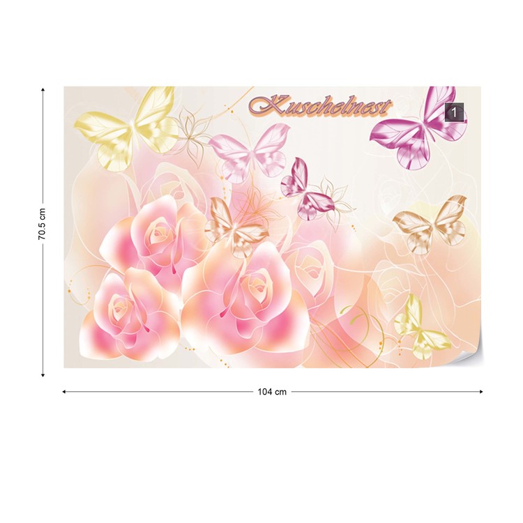 Papel de parede Roses Butterflies