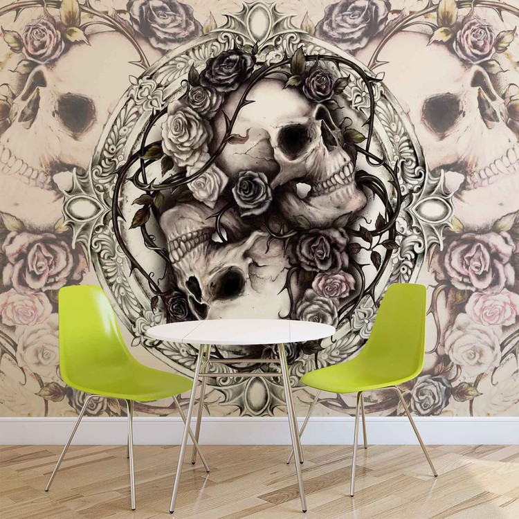 Papel de parede Skull Alchemy Roses