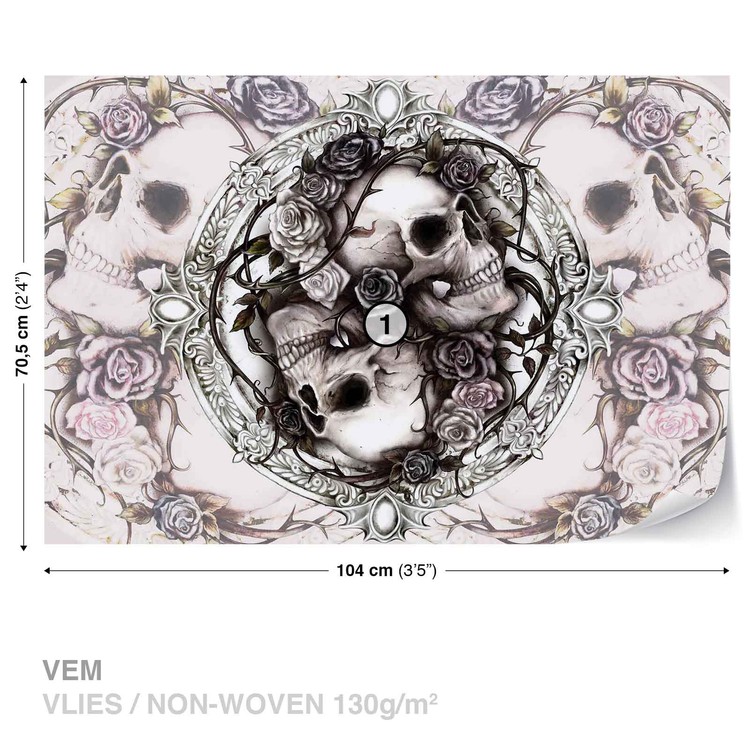 Papel de parede Skull Alchemy Roses