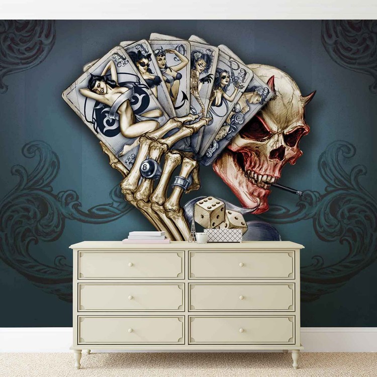 Papel de parede Skull Dice Cards