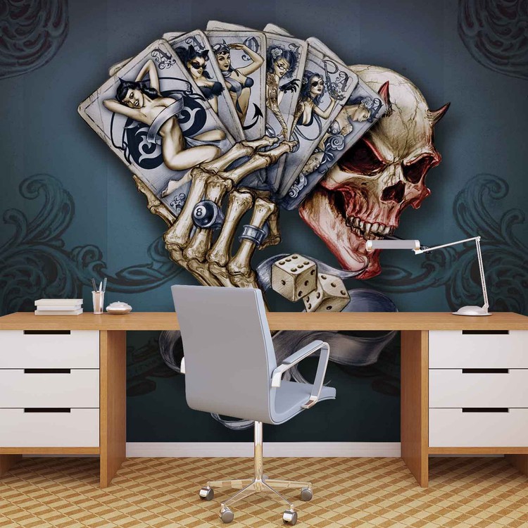 Papel de parede Skull Dice Cards