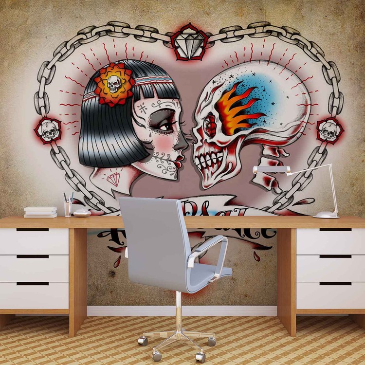 Papel de parede Skull Heart Tattoo