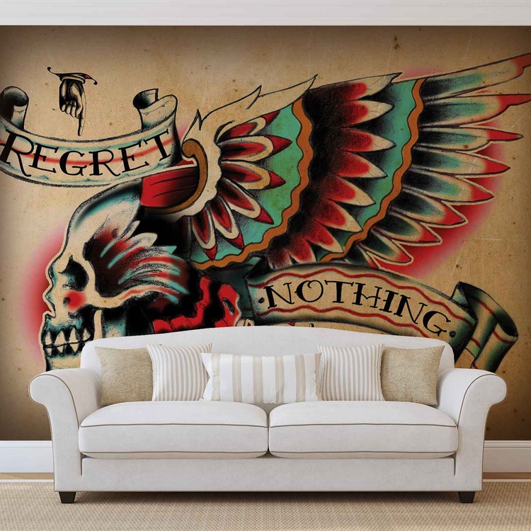 Papel de parede Skull Tattoo Wing