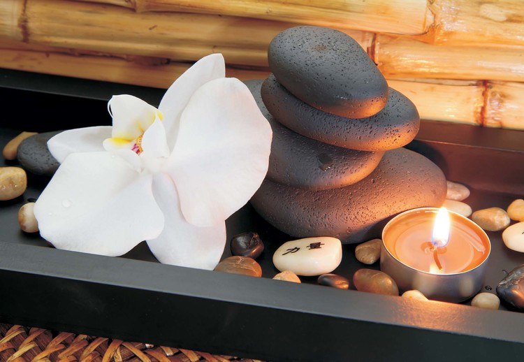 Papel de parede Spa Pebbles And Flowers