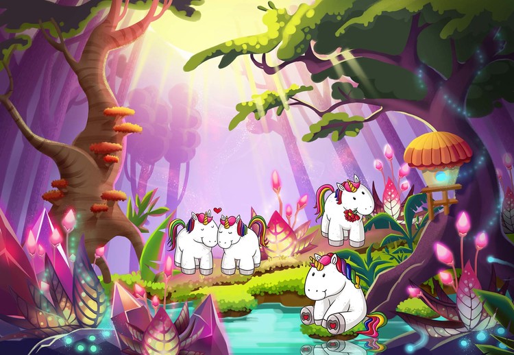Papel de parede Unicorns In The Forest