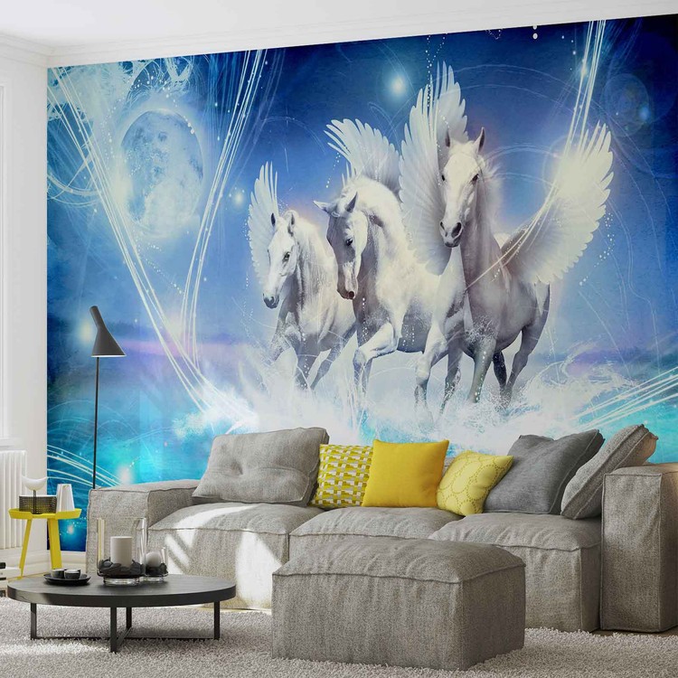 Papel de parede Winged Horse Pegasus Blue