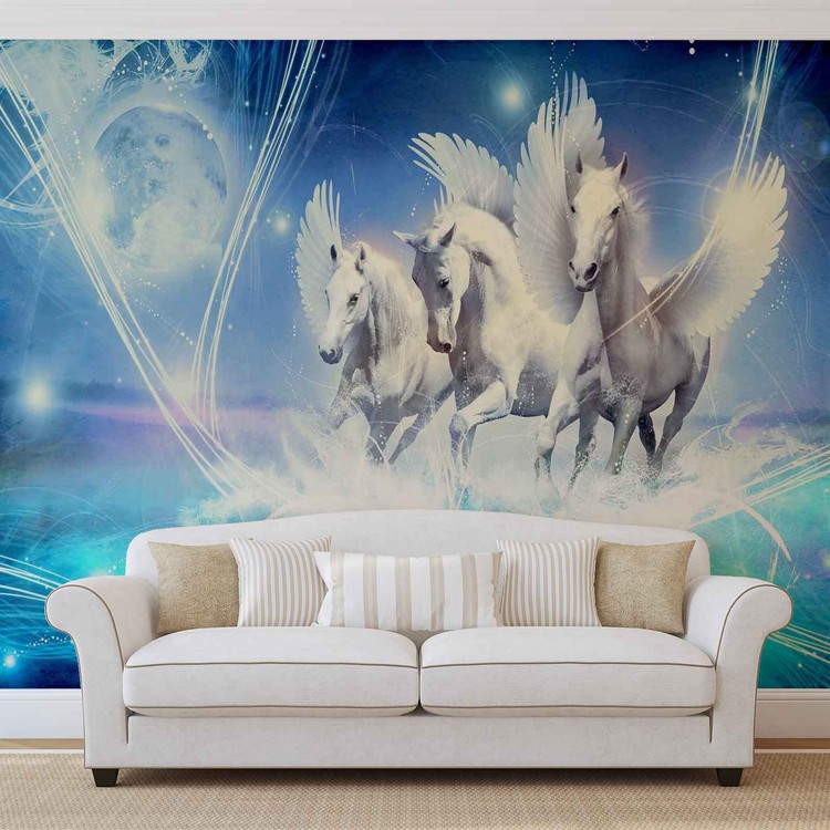 Papel de parede Winged Horse Pegasus Blue