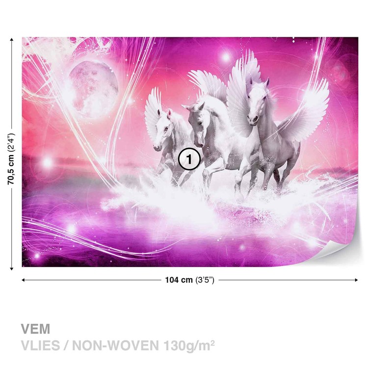 Papel de parede Winged Horse Pegasus Pink