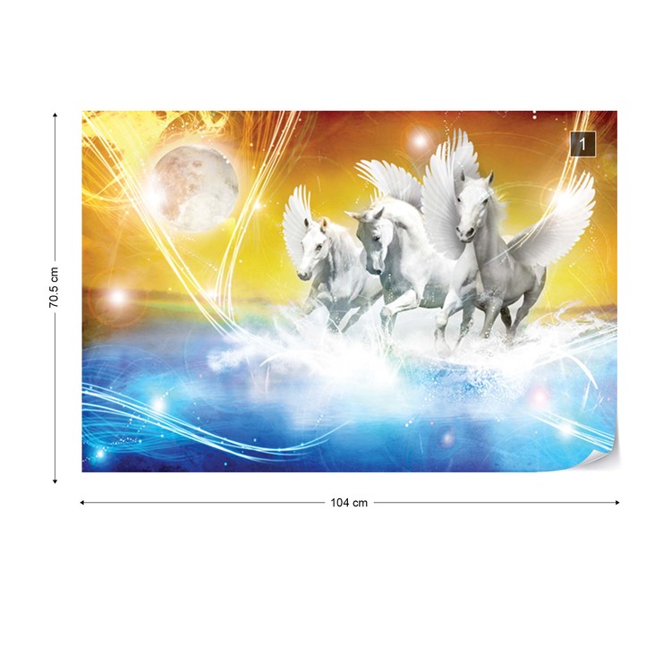 Papel de parede Winged Horses Pegasus Yellow And Blue