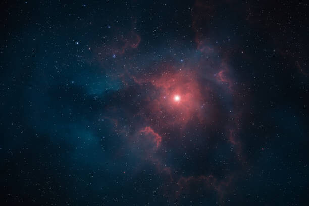 Αυτοκόλλητο Deep space galaxy with red and blue nebula