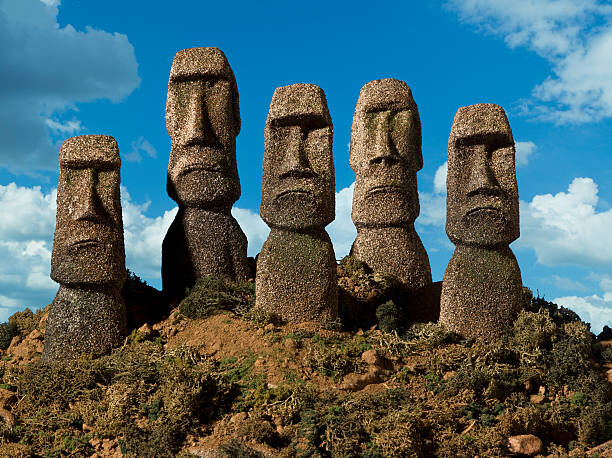 Sticker Easter Island Heads forward frown