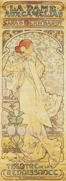 "La Dame aux Camélias", with Sarah Bernhardt, 1890-1910 Taidejuliste