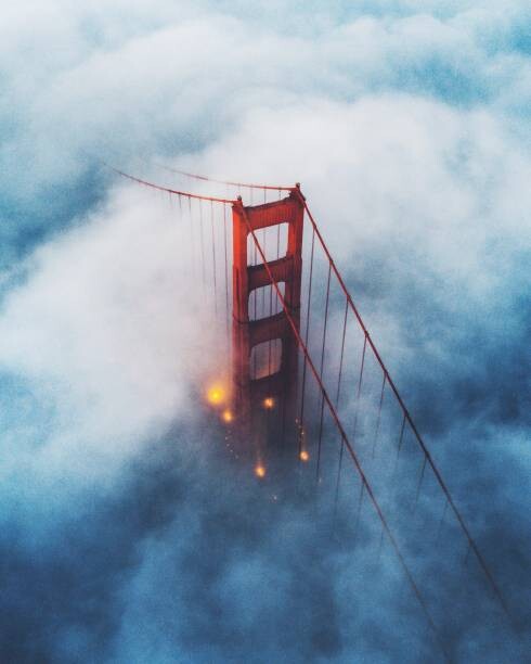 T-shirt Golden Gate Bridge foggy low