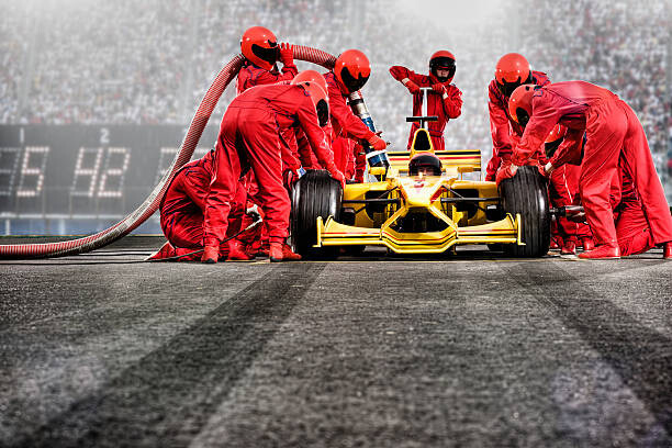 Canvas Print Pit Crew Servicing open-wheel single-seater racing