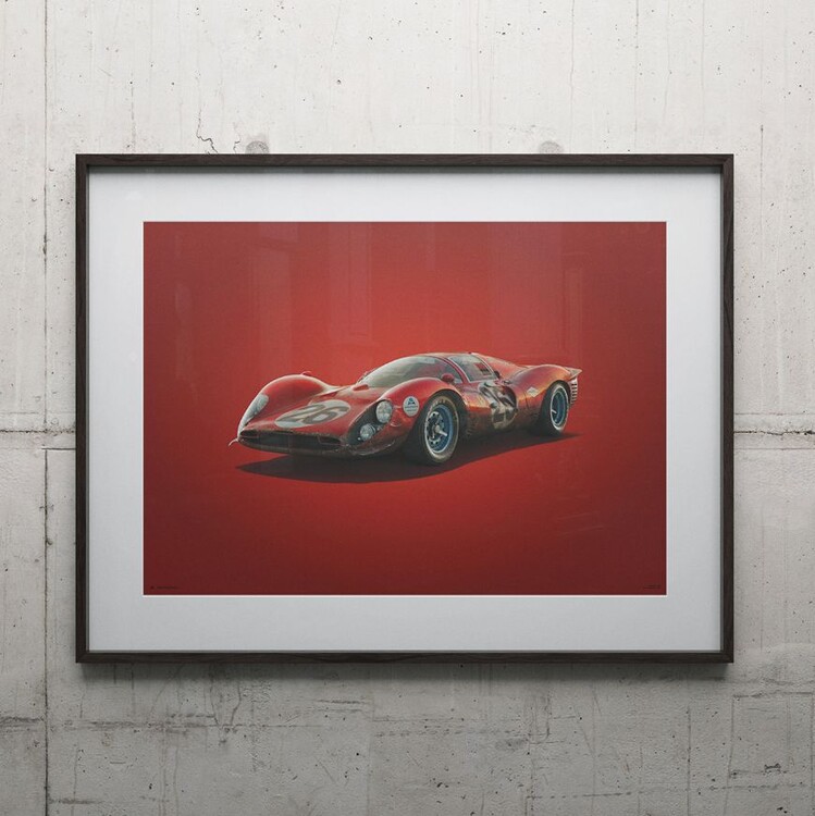 Art Print Ferrari 412P - Red - Daytona - 1967