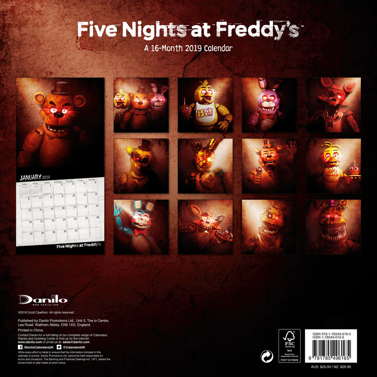 Five Nights At Freddys Wall Calendar 2025