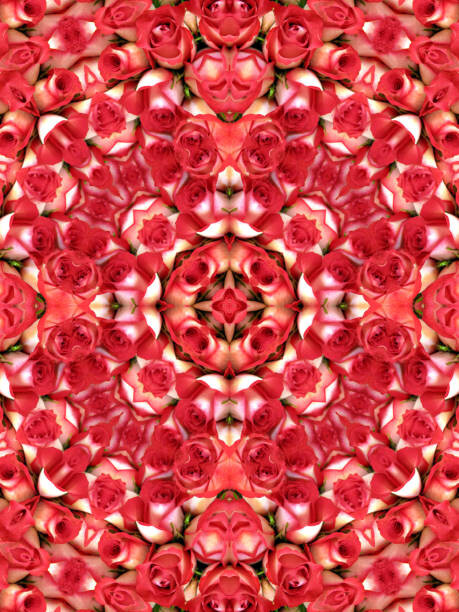 Tapet Kaleidoscopic pattern of red roses