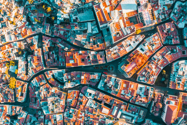 Tapeta Aerial view on the colorful old