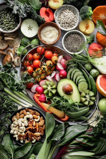 Αυτοκόλλητο Fresh vegetables with mixed nuts flat
