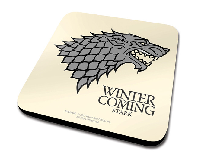 OFFICIAL SET OF 4 GAME OF THRONES HOUSES CRESTS COASTERS NEW IN GIFT CASE 