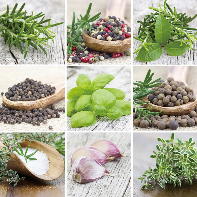 Glass Art Green Herbs