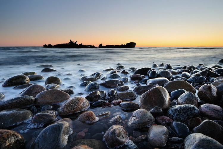 Glass Art Stones on the Shore