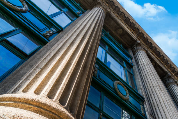 Αυτοκόλλητο Grey marble column details on building