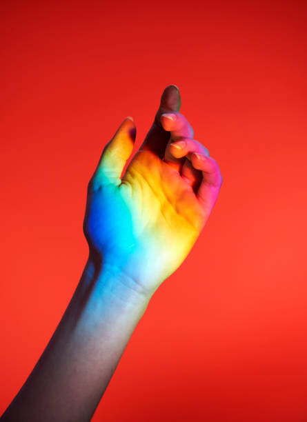 Sticker hand with rainbow colours