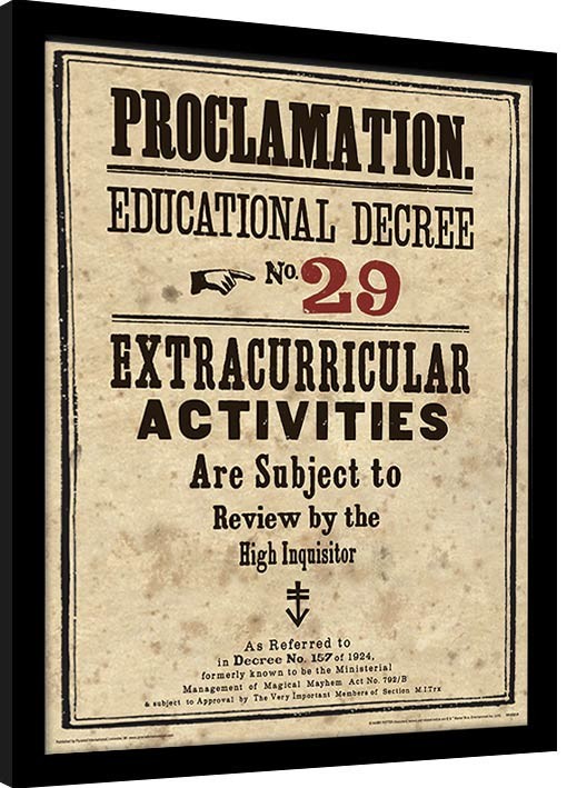 Uokvireni poster Harry Potter - Educational Decree No. 29