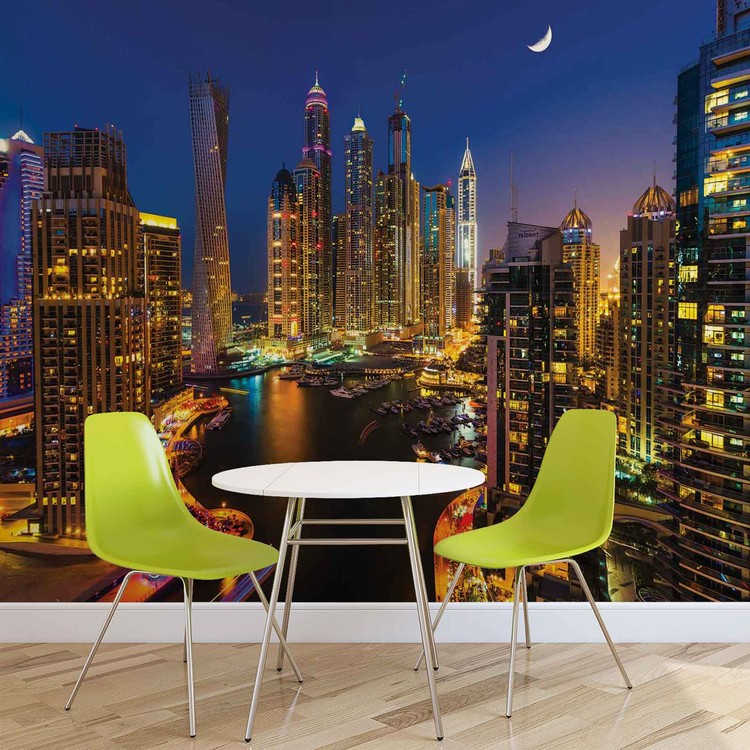 City Dubai Skyscraper Night Wall Mural Buy online at Europosters