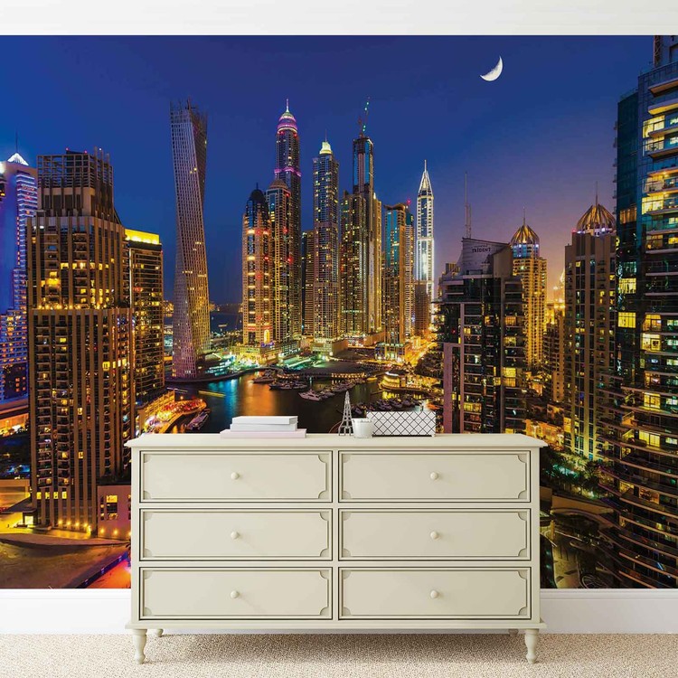 City Dubai Skyscraper Night Wall Mural Buy online at Europosters