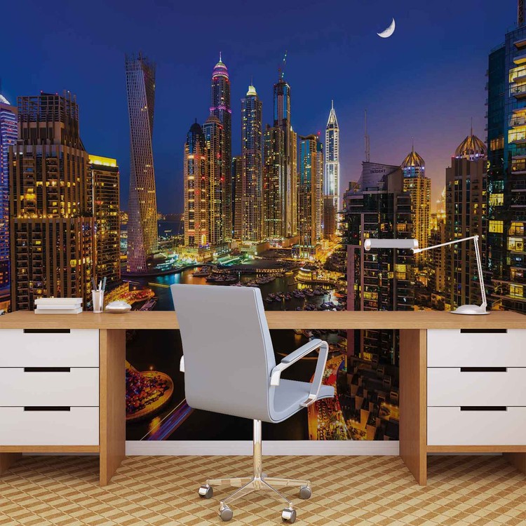 City Dubai Skyscraper Night Wall Mural Buy online at Europosters