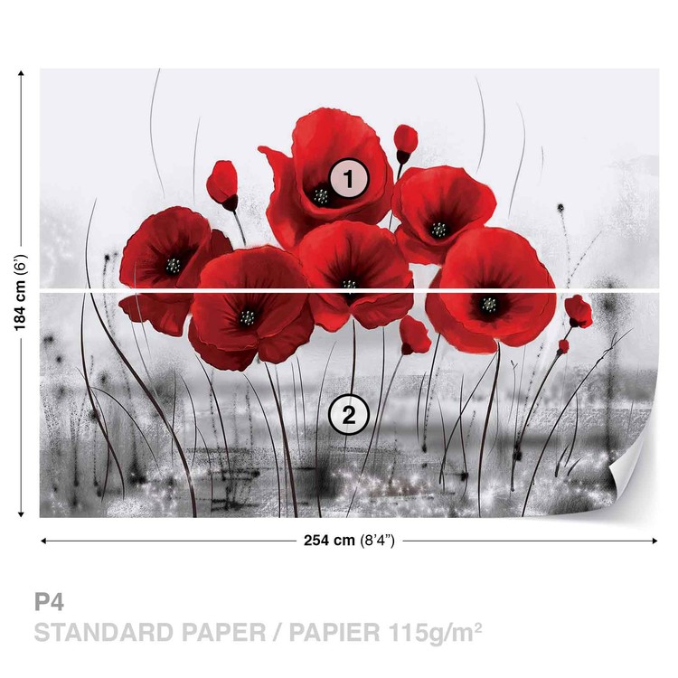Poppies Wall | Europosters Flowers Nature Mural at online Buy