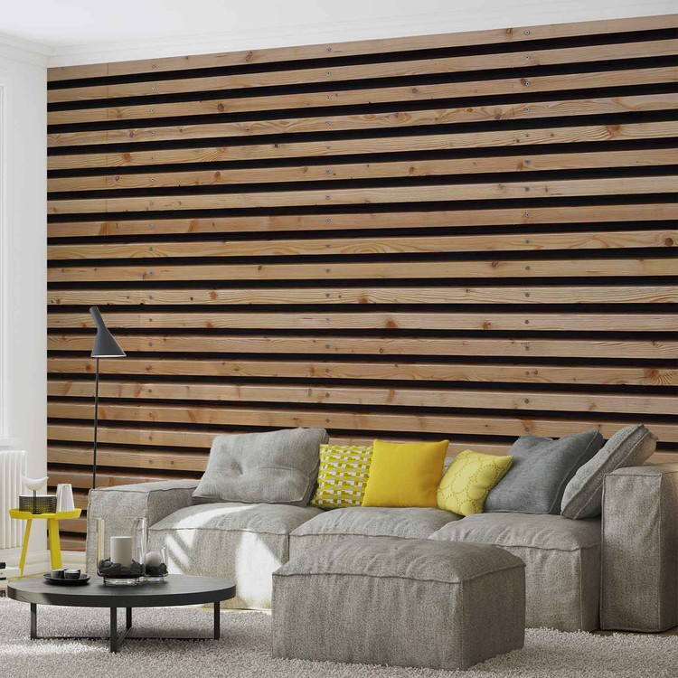 Buy Grey Wooden Slat Wallpaper Decor Wood Effect Modern Paste the Online in  India  Etsy
