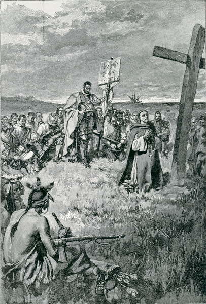 Wall sticker Jacques Cartier Setting up a Cross at Gaspe Abposters