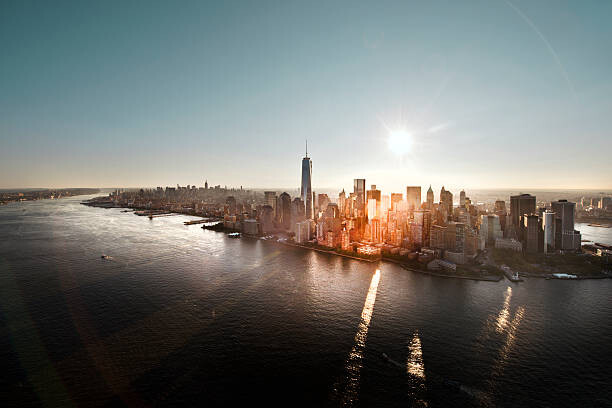 Juliste Aerial of Manhattan, NYC at sunrise