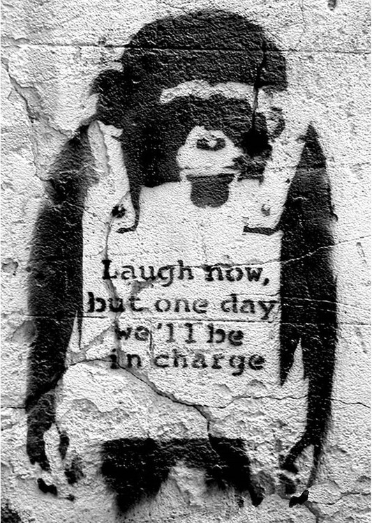 Juliste Banksy street art - chimp