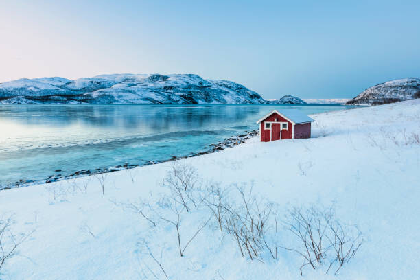 Juliste Coastal landscape with red hut in