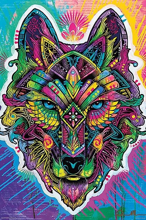 Juliste Dean Russo - Wolf Shaman Pop Art