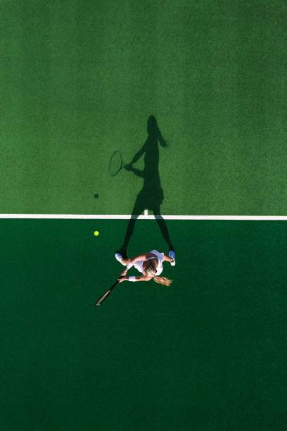 Juliste Drone shot above a female tennis