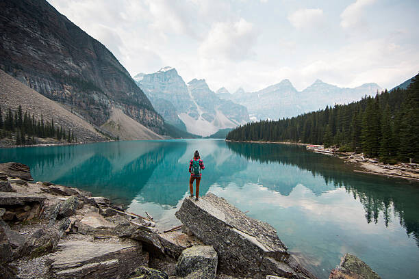 Juliste Hiking around Moraine Lake.